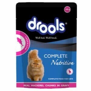 drools mackeral cat wet food gravy pouch