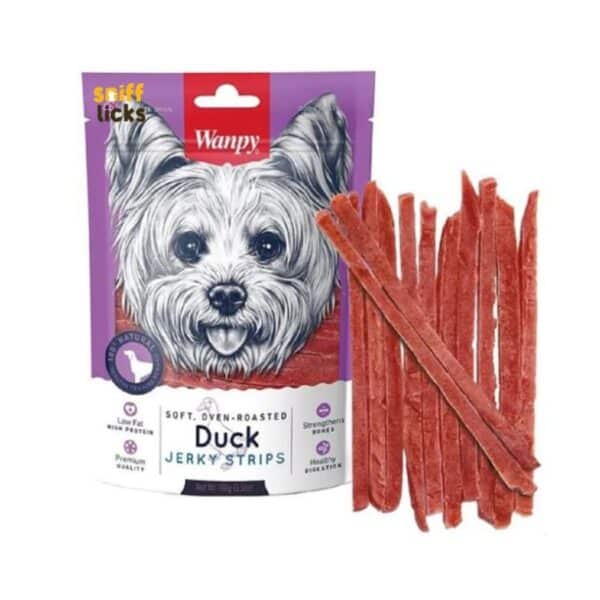 Wanpy Oven Roasted Soft Duck Jerky Strips Dog Treats