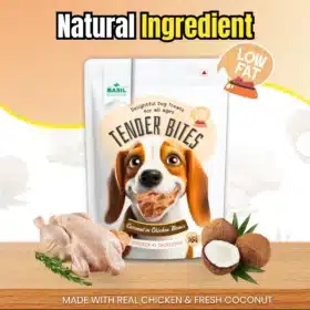 Basil Tender Bites Coconut in Chicken Bones Premium Dog Treat