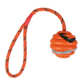 TRIXIE Wavy Ball on a Rope Natural Rubber Toy