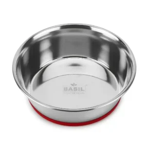 Basil Heavy Dish Anti-Skid Steel Pet Feeding Bowls with Silicon Bottom