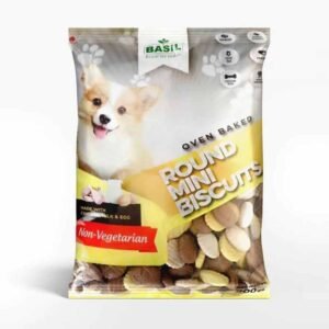 Basil Dog Biscuits Adult Round Shaped Real Chicken