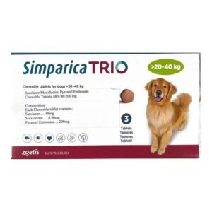 Simparica Trio Dog Tick and Flea Control Tablet 20-40kg