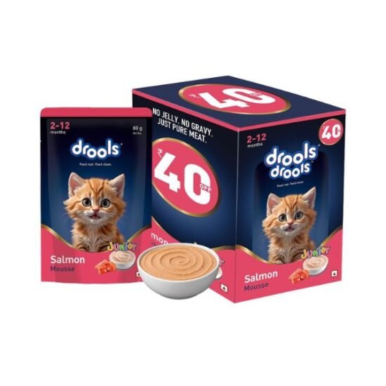 Drools Salmon Kitten Cat Wet Mousse 80g Pack of 5